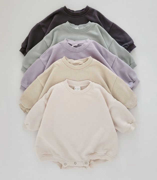 سويت شيرت رومبير طفل صغير بأكمام طويلة  -  Baby Girl Boy Sweatshirt Romper Toddler