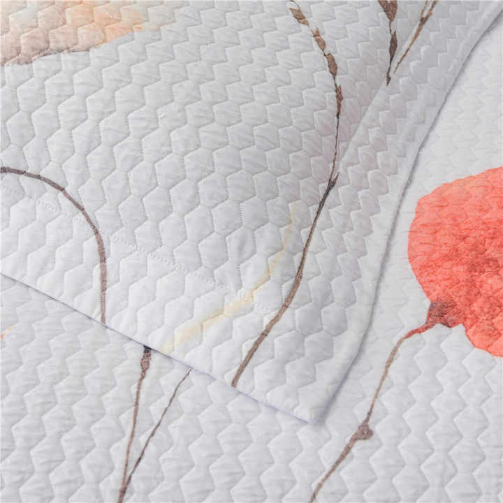 3 Piece Jacquard Bedspread Sets, Digital Printed Floral 