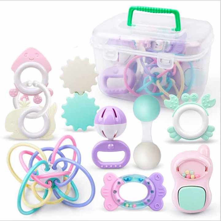 Infant Baby Toys 0-12M Baby Rattle and Teether Toy Food Grade Teething Toys for Newborn 