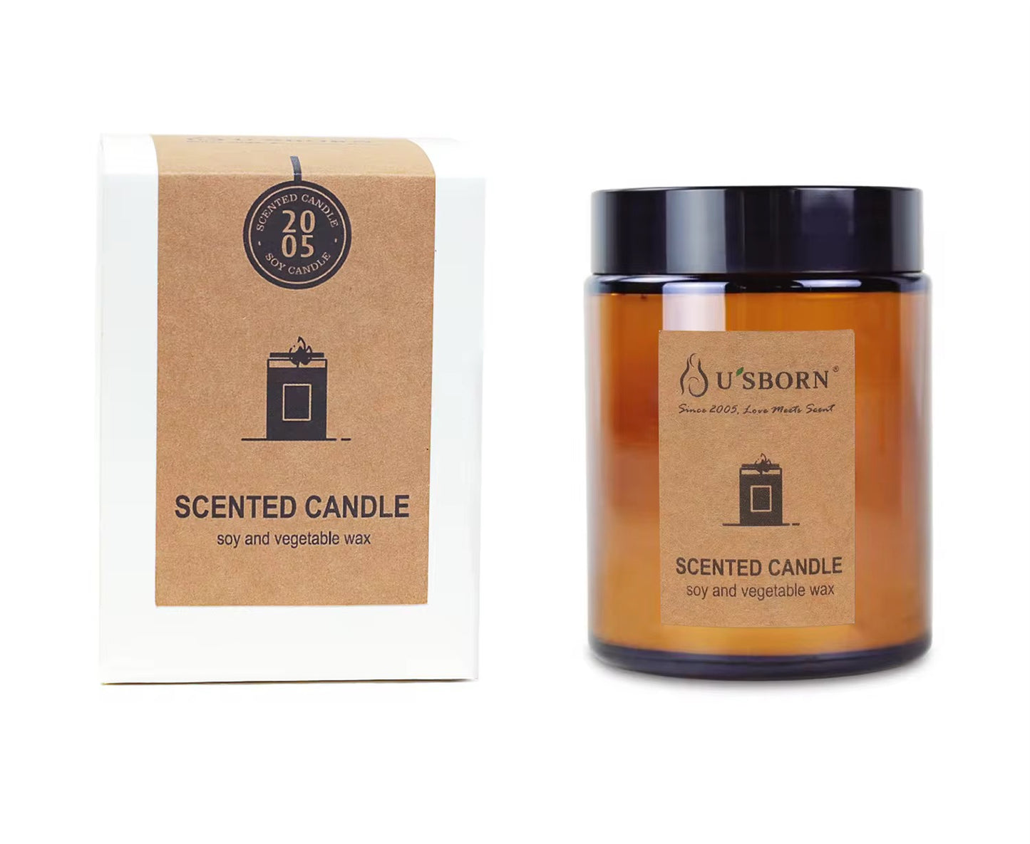 Scented glass candles, miscellaneous supplies