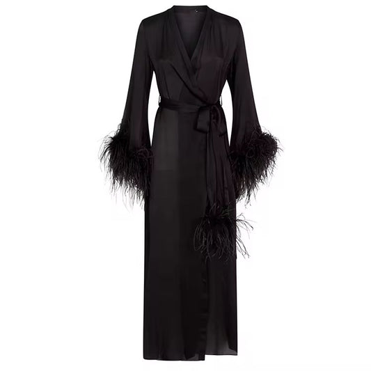 Women's ostrich feather sleepwear 