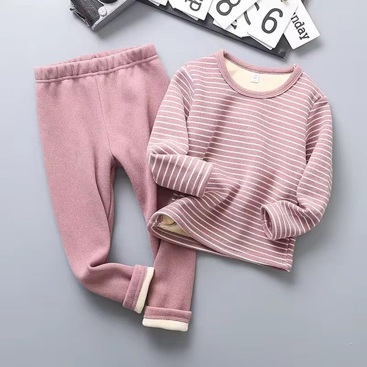 طقم بيجامات مخملية للفتيات الصبيان الصغار - Toddler Boys Girls Velvet Pajamas Set