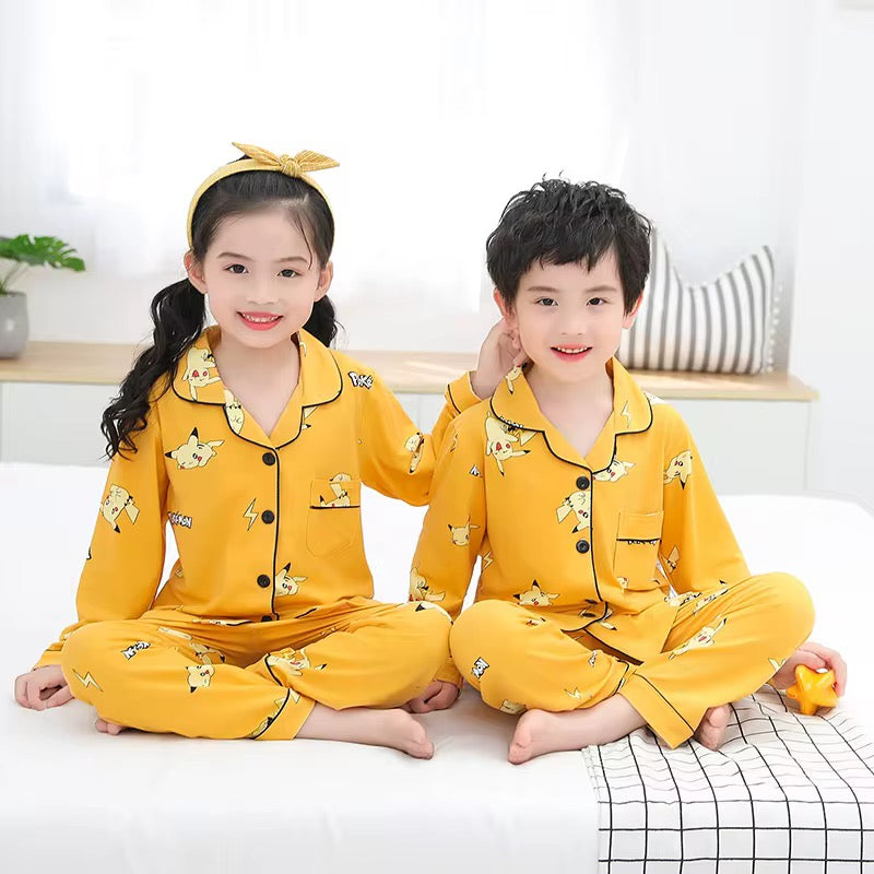 Children's silk pajamas with sleeves