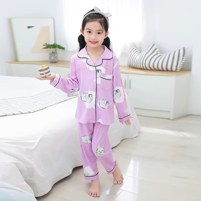 Children's silk pajamas with sleeves