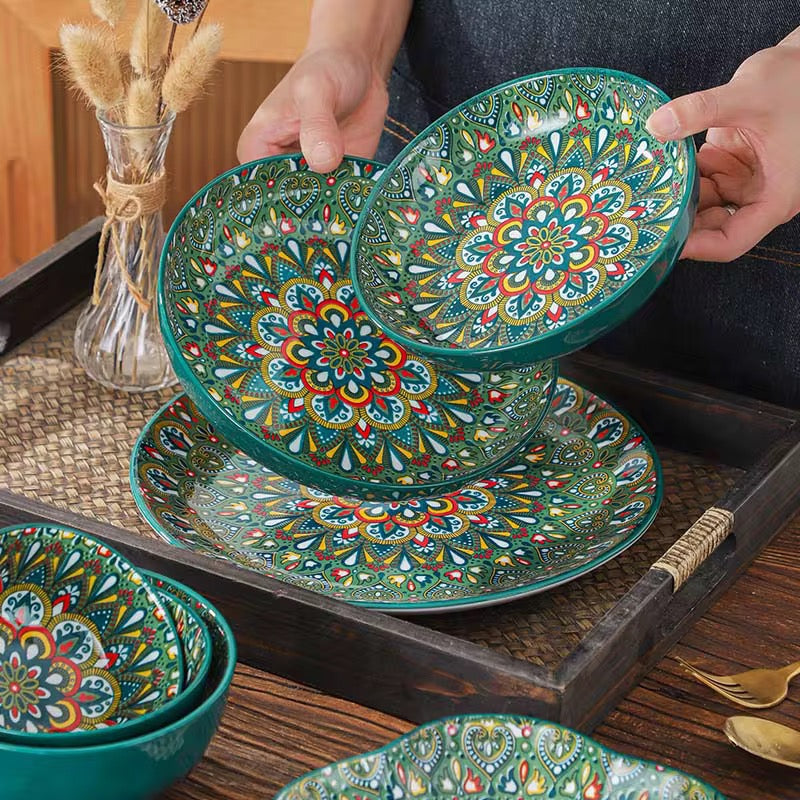Bohemian style plate and bowl