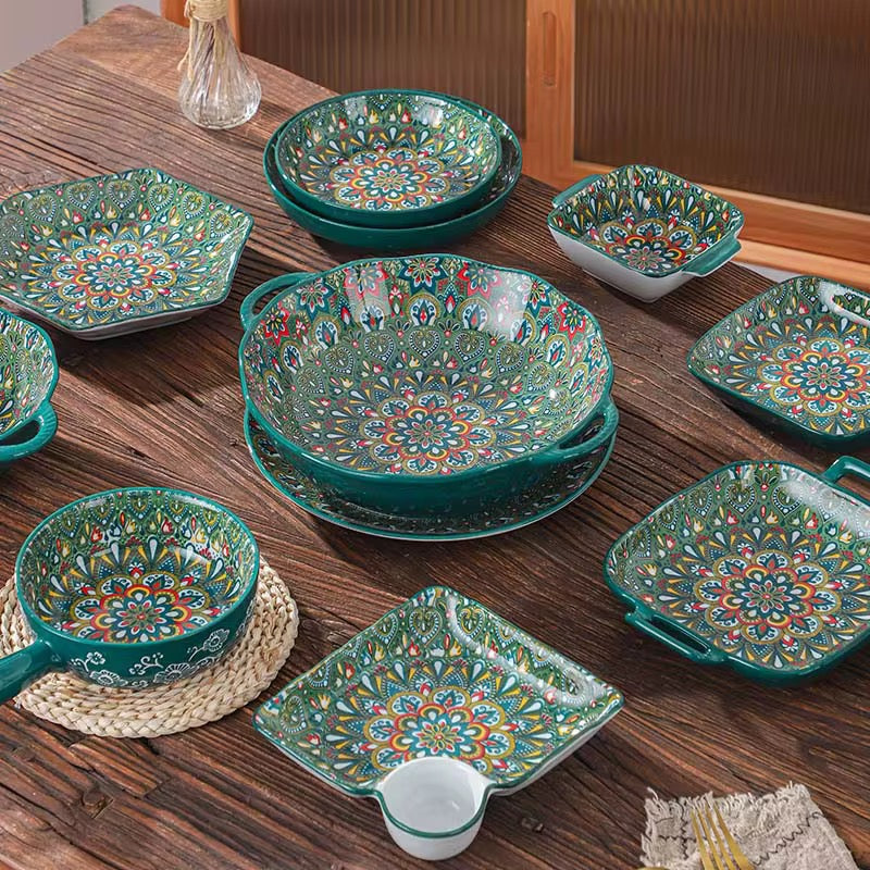 Bohemian style plate and bowl