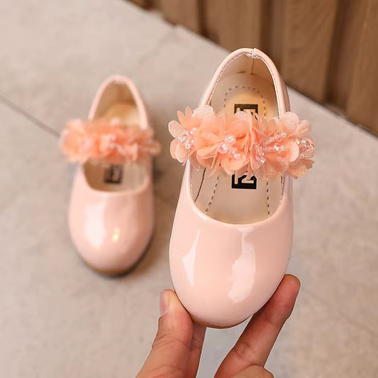 أحذية جلدية للأميرات للبنات ، أحذية أطفال من الدانتيل الماسي . Girls Princess Leather Shoes, Water Diamond