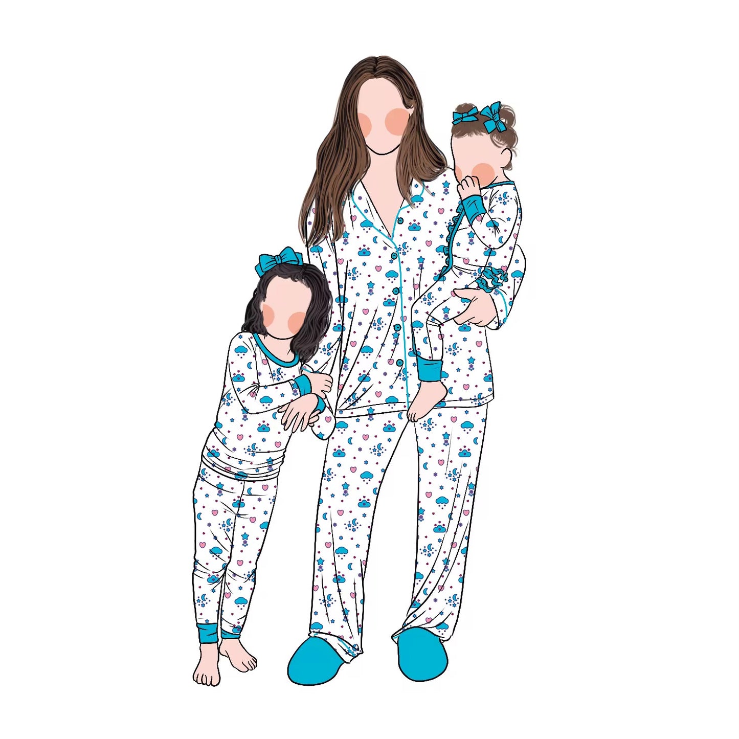 Colorful family print fabric set