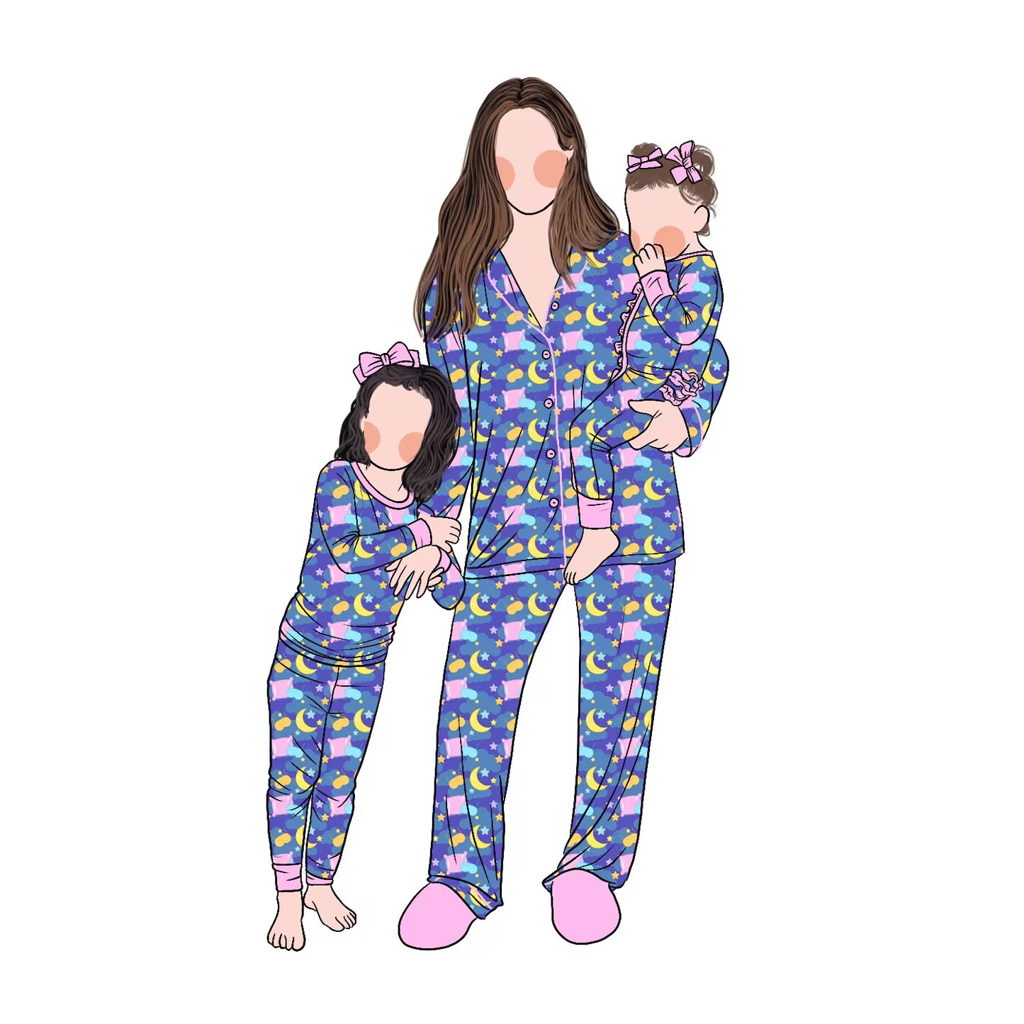 Colorful family print fabric set