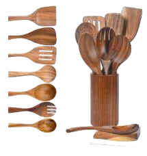 Hot Sale Teak Wood Non-Stick Kitchen-مجموعة أدوات طهي