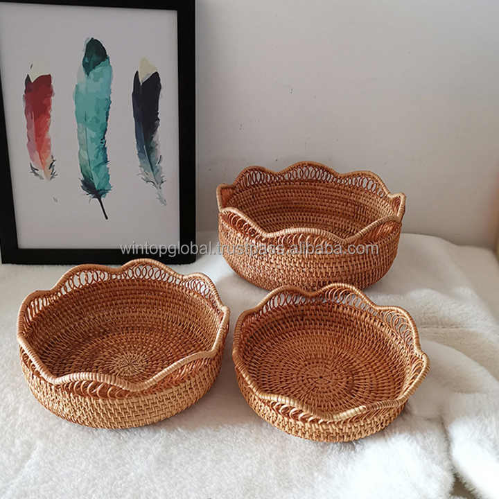 Wholesale Product Home Space Saving Decorative Vegetable Wood Home Storage Basket Wicker Basket 