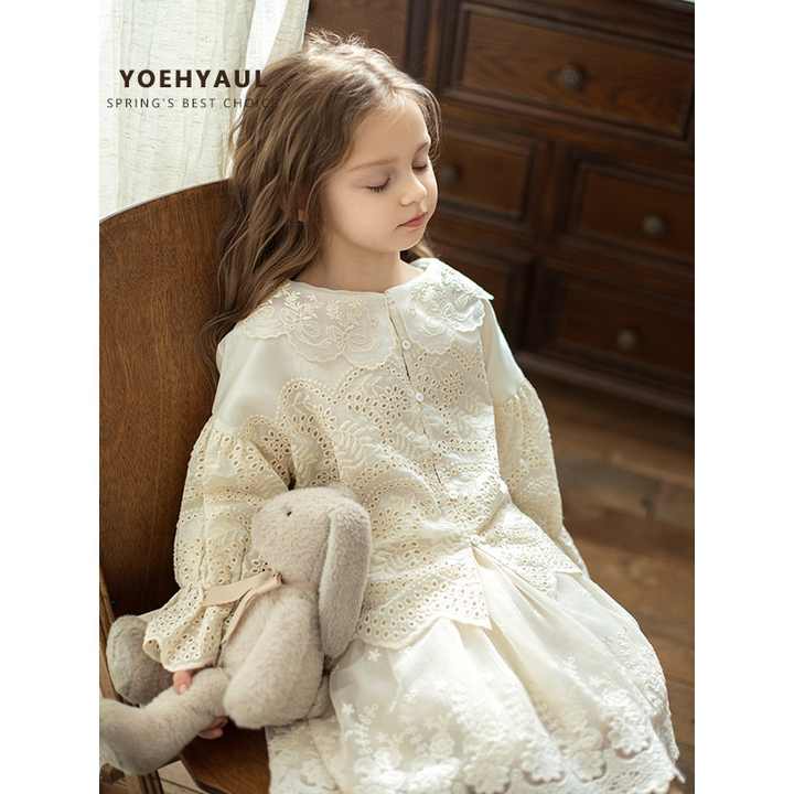 قميص أميرة قطني مطرز للأطفال الصغارToddler Kids Embroidery Cotton