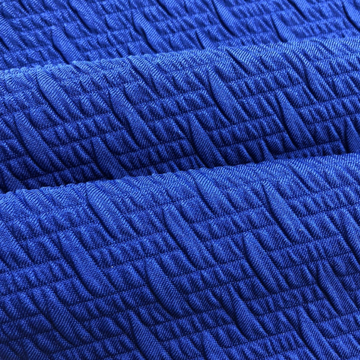 Seersucker Fabric with Wicking Anti Bacterial Finishنسيج سيرساكر مصبوغ بخيوط 94% بوليستر-  6%